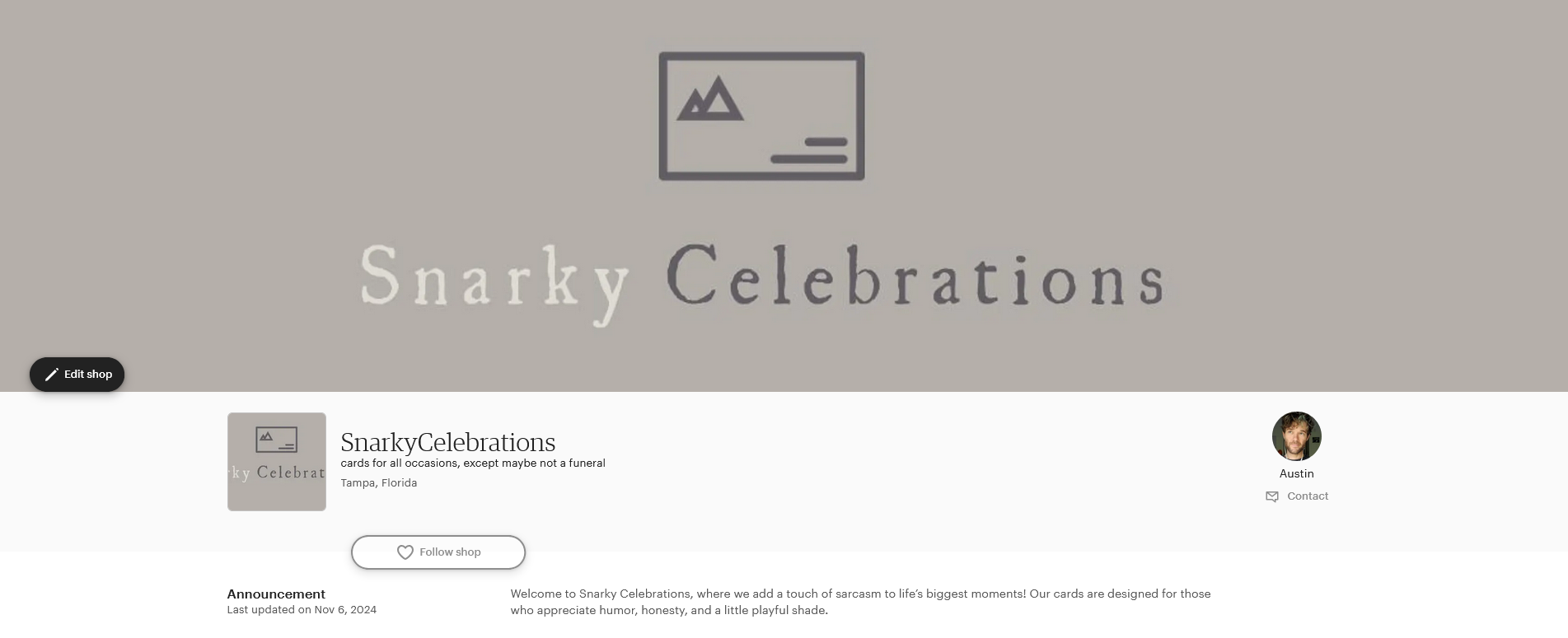 Etsy Shop - Snarky Celebrations